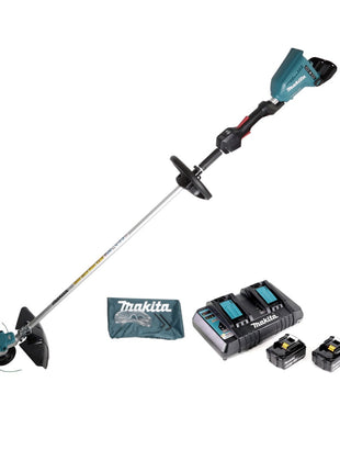 Makita DUR 364 LUM2 Akku Rasentrimmer 36V ( 2x 18V ) 250/350mm Brushless + 2x Akku 4,0Ah + Doppelladegerät - Toolbrothers