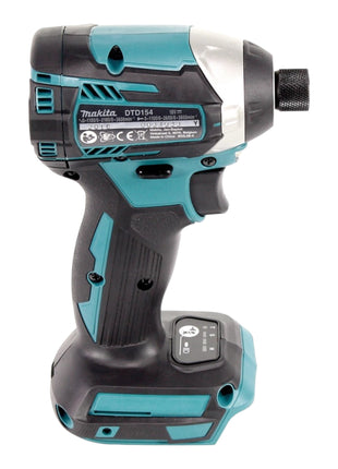 Makita DTD 154 SFJ-R Akku Schlagschrauber 18 V 1/4" 175Nm Brushless + 2x Akku 3,0 Ah + Ladegerät + RHINO