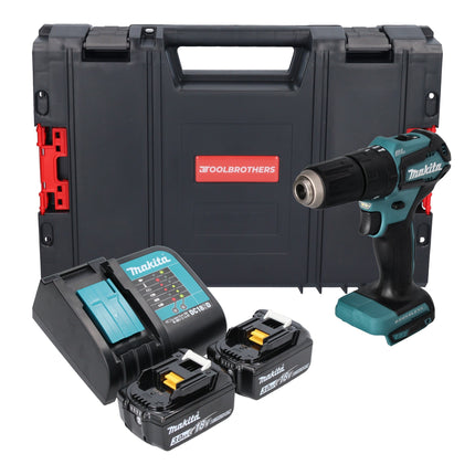 Makita DHP 483 SFJ-R trapano a percussione a batteria 18V 40Nm + 2x batteria ricaricabile 3,0 Ah + caricabatterie + RHINO