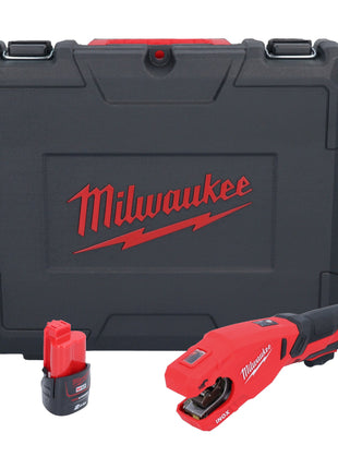 Milwaukee M12 PCSS-201C cortatubos de acero inoxidable a batería 12 V 12 - 28 mm + 1x batería 2,0 Ah + estuche - sin cargador