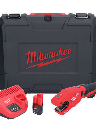 Coupe-tube en acier inoxydable sur batterie Milwaukee M12 PCSS-201C 12 V 12 - 28 mm + 1x batterie 2,0 Ah + chargeur + étui