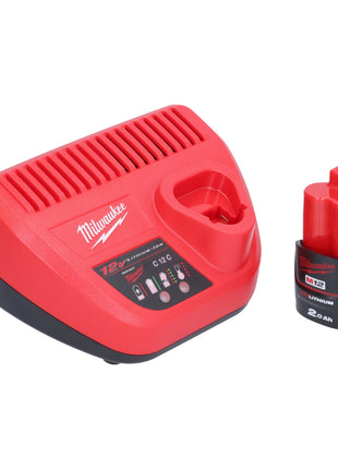 Coupe-tube en acier inoxydable sur batterie Milwaukee M12 PCSS-201C 12 V 12 - 28 mm + 1x batterie 2,0 Ah + chargeur + étui