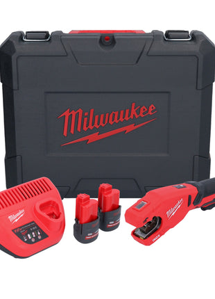 Milwaukee M12 PCSS-252C Akku Edelstahl Rohrabschneider 12 V 12 - 28 mm + 2x Akku 2,5 Ah + Ladegerät + Koffer