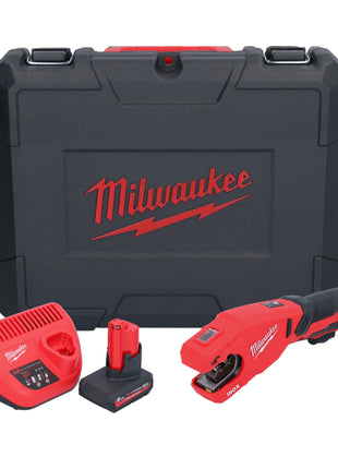 Milwaukee M12 PCSS-501C cortatubos de acero inoxidable a batería 12 V 12 - 28 mm + 1x batería 5,0 Ah + cargador + estuche