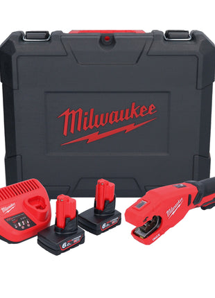 Coupe-tube en acier inoxydable sur batterie Milwaukee M12 PCSS-602C 12 V 12 - 28 mm + 2x batteries 6,0 Ah + chargeur + mallette