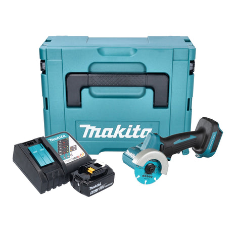 Makita DMC 300 RT1J Meuleuse d'angle sans fil 18 V 76 mm Brushless + 1x batterie 5,0 Ah + chargeur + Makpac