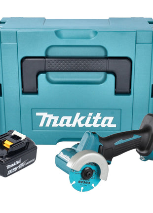 Amoladora angular a batería Makita DMC 300 G1J 18 V 76 mm sin escobillas + 1x batería 6,0 Ah + Makpac - sin cargador