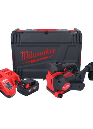 Ponceuse à bande sans fil Milwaukee M18 FBTS75-501X 18 V 75 x 457 mm sans balais + 1x batterie 5,0 Ah + chargeur + boîtier HD