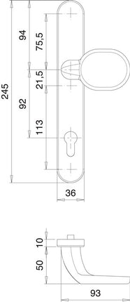 EDI Garniture de porte profilée Kronos 1300/K22/035 Aluminium F12 ( 3000200029 )
