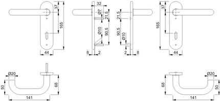 HOPPE short escutcheon set Paris E138Z/353K stainless steel F69 ( 3000203012 )