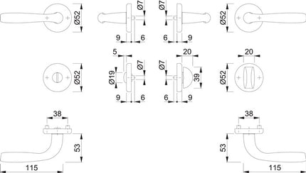 HOPPE Garniture à rosette Maribor 1766 / 17KV/17KVS aluminium F1 ( 3000203146 )