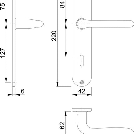 HOPPE long escutcheon set Cardiff E1850Z/302 stainless steel F69 ( 3000252428 )