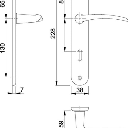 HOPPE Langschildgarnitur Istanbul M171/332P Messing F49 ( 3000253677 )