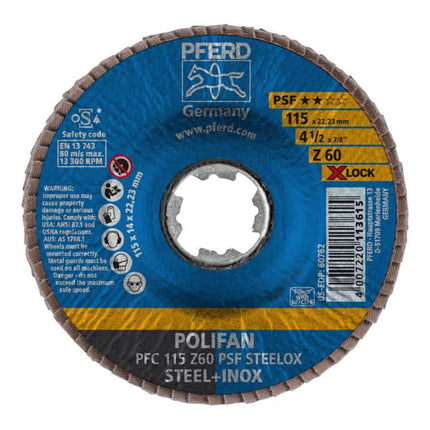 PFERD flap disc X-LOCK PSF Z STEELOX Ø 125 mm grain size 80 conical ( 4000840254 )