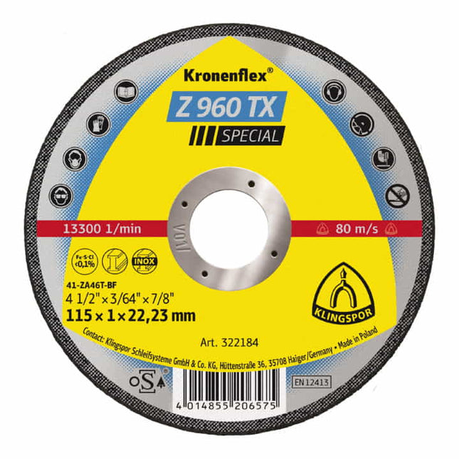 Disco de corte KLINGSPOR Z 960 TX D125x1mm recto ( 4000841022 )
