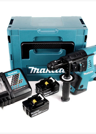 Makita DHR 264 2 x 18 V / 36 V Li-Ion SDS Plus Akku-Bohrhammer in Makpac 4 mit Einlage + 2 x BL 1850 B 18 V 5,0 Ah Li-Ion Akku + 1 x DC18RC Ladegerät + 5 tlg. Hartmetall Bohrer Set für Mauerwerk und Beton - Toolbrothers