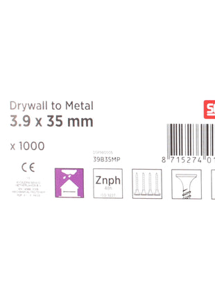 SENCO Gipskartonschrauben phosphatiert 3,9 x 35 mm 1000 Stk. ( 39B35MP ) für Metallständer