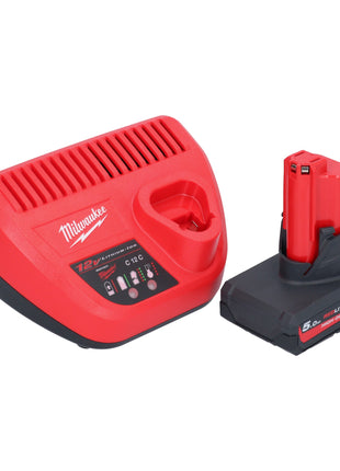 Amoladora recta a batería Milwaukee M12 FDGS-501 12 V 6/8 mm sin escobillas + 1x batería 5,0 Ah + cargador