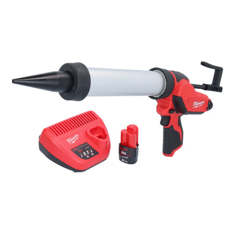 Pistola de cartuchos a batería Milwaukee M12 PCG/400A-201 12 V 400 ml + 1x batería 2,0 Ah + cargador