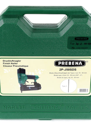 Prebena 2P-J50SDS Luftdruck Druckluftnagler 5-7 bar im Transportkoffer + Prebena J-BOX 8.000 Stauchkopfnägel - Toolbrothers