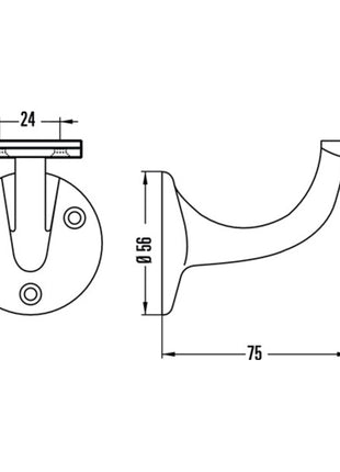 Soporte pasamanos HERMETA 3507 aluminio anodizado plata (3000283336)