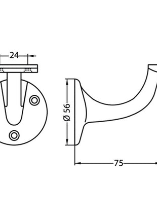 Wspornik poręczy HERMETA 3507 z aluminium powlekanego tworzywem sztucznym w kolorze czarnym ( 3000283337 )