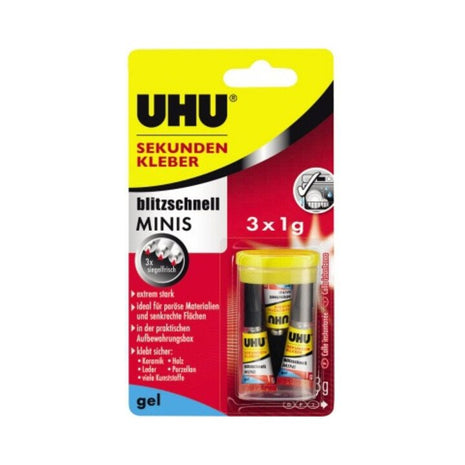 UHU superpegamento ultrarrápido MINIS gel 3x 1 g (4000353355)