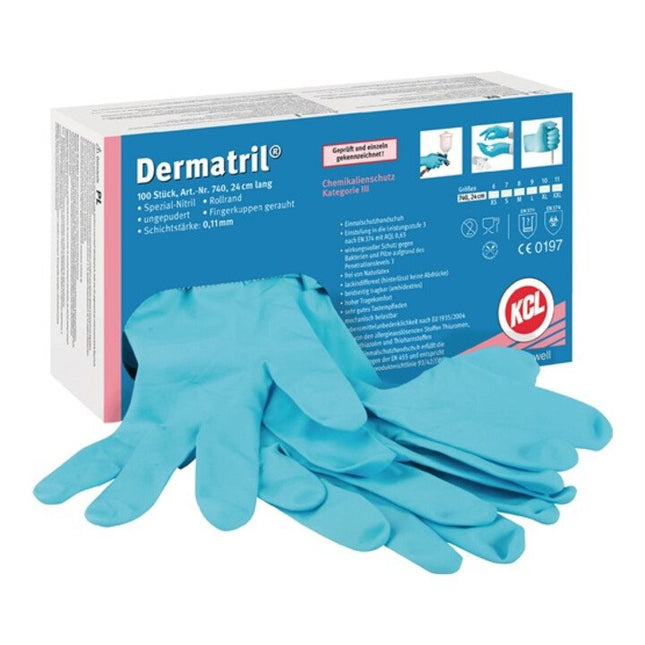 HONEYWELL guantes desechables Dermatril 740 talla 8 azul ( 4000371729 )