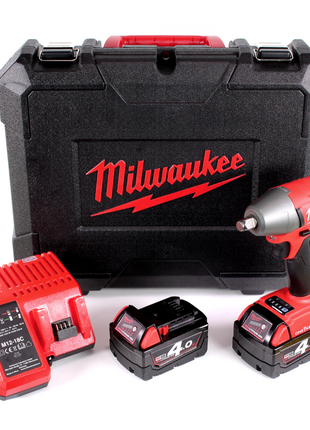 Milwaukee M18 ONEIWF12 402C 18 V Li-Ion Akku Schlagschrauber im Werkzeugkoffer + 2x M18 B4 4,0 Ah Akku + M12-18C Ladegerät - Toolbrothers