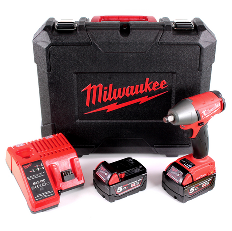 Milwaukee M18 ONEIWF12 502C 18 V Li-Ion Akku Schlagschrauber im Werkzeugkoffer + 2x M18 B5 5,0 Ah Akku + M12-M18C Ladegerät - Toolbrothers