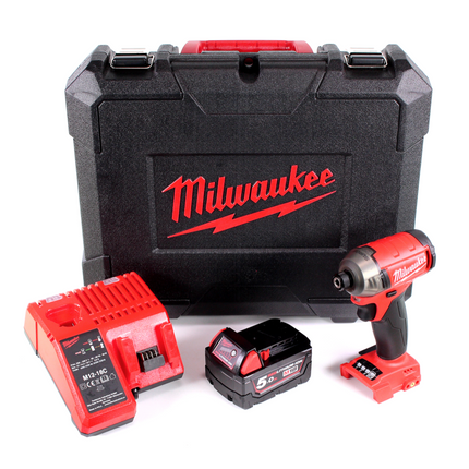 Milwaukee M18 FQID 501C 18 V 1/4" Brushless Li-Ion Akku Schlagschrauber SURGE  im Werkzeugkoffer + 1x M18 B5 5,0 Ah Akku + M12-18C Ladegerät - Toolbrothers