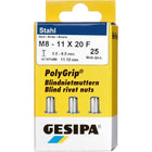 GESIPA écrou à rivets aveugles PolyGrip® tige de rivet dxl 11 x 20 mm M8 (4000813827)