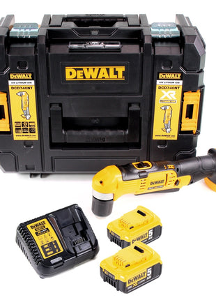 Dewalt DCD 740 P2 Akku Winkelbohrmaschine 18V 33Nm + 2x Akku 5,0Ah + Ladegerät + TSTAK - Toolbrothers