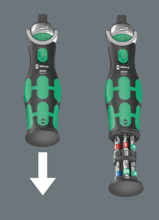 WERA Schwenk- und Umschaltknarre 8009 Zyklop Pocket Set 1 3/8″ + 1/4 ″ 72 Zähne ( 4000822450 )