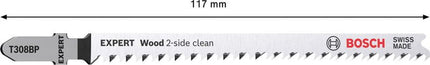 Hoja de sierra de calar BOSCH Wood 2-side clean T 308 BP longitud total 117 mm (4000837534)