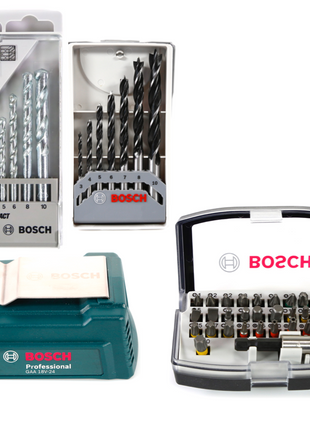 Bosch GSB 18-2-Li Plus Schlagbohrschrauber Professional 18 V im Koffer + 2x GBA 2,0 Ah + Bosch AL 1820 CV Schnellladegerät + Bosch 32 teiliges Bit Set + Bosch 5 tlg. Steinbohrer Set + Bosch Holzbohrer Set 7 tlg + Bosch USB Ladegerät Adapter - Toolbrothers