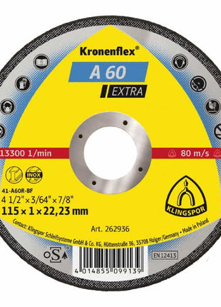 KLINGSPOR Trennscheibe A 60 Extra D115x1mm gerade ( 4000841304 )