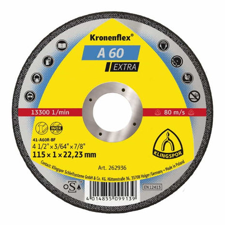 KLINGSPOR disco de corte A 60 Extra D115x1mm recto (4000841304)