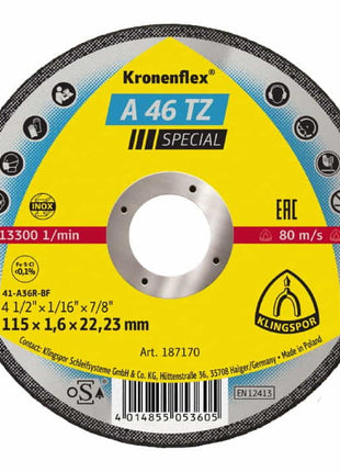 KLINGSPOR Trennscheibe A 46 TZ Special D115x1,6mm gerade ( 4000841482 )