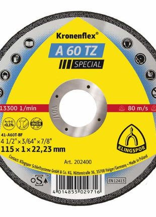 KLINGSPOR Trennscheibe A 60 TZ Special D115x1mm gerade ( 4000841492 )