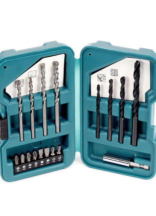 Makita DF 347 DWE 14.4V Li-ion Akku Bohrschrauber im Transportkoffer mit 2 x 1,5 Ah Akku, Ladegerät und 17 tlg. Bit & Bohrer Set - Toolbrothers