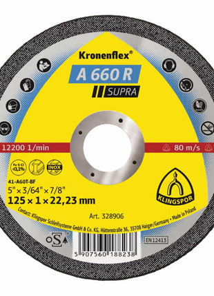 KLINGSPOR Trennscheibe A 660 R Supra D125x1mm gerade ( 4000843412 )