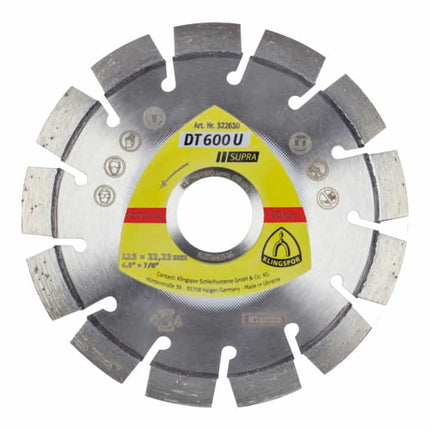 Disco de corte diamantado KLINGSPOR DT 600 U Supra Ø 125 mm agujero 22,23 mm ( 4000843519 )