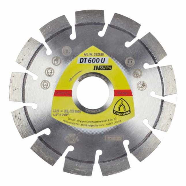 Disco de corte diamantado KLINGSPOR DT 600 U Supra Ø 125 mm agujero 22,23 mm ( 4000843519 )