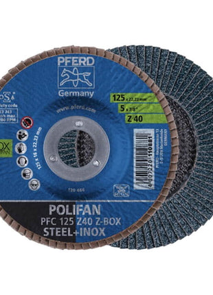 PFERD Disque à lamelles POLIFAN Z START STEELOX Ø 125 mm Granulométrie Z-60 conique ( 4000843629 )