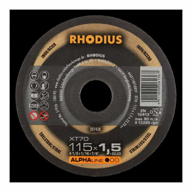 Disco de corte RHODIUS XT70 D115x1mm recto ( 4000843729 )