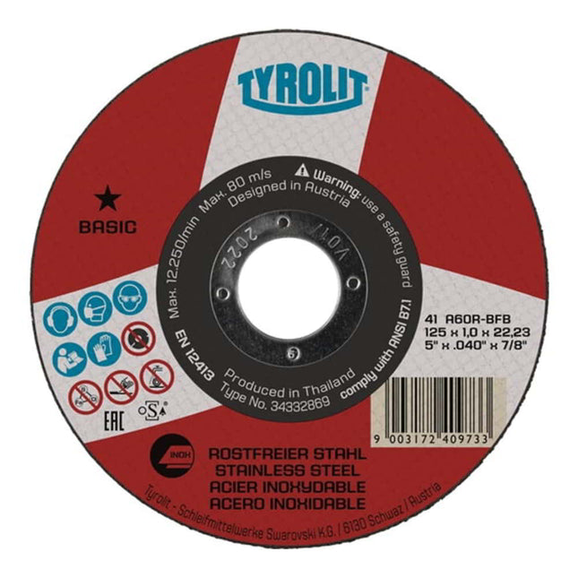 Disco de corte TYROLIT BASIC D115x1mm recto ( 4000845535 )