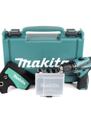 Makita DF 330 10,8 V Akku Bohrschrauber Solo im grünen Koffer mit Holster und Behälter für Zubehör - Toolbrothers