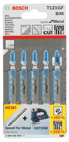 BOSCH Stichsägeblatt T 121 GF Gesamtlänge 92 mm ( 8000345985 )