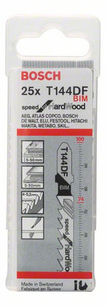BOSCH jigsaw blade T 144 DF Speed for Hard Wood L.100mm tooth pitch 4-5.2mm ( 8000346036 )